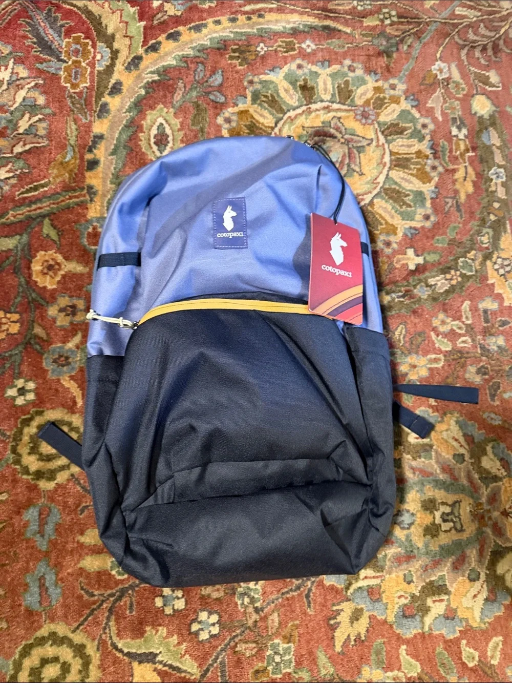 Cotopaxi 26L Chiqullo Blue Smoke Carbon Black Backpack with Yellow Zipper Accent